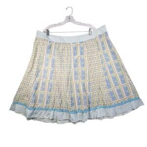 Sigrid Olsen Linen Blend A-Line Skirt 22W Geo Easter Spring Embroidery Pastel